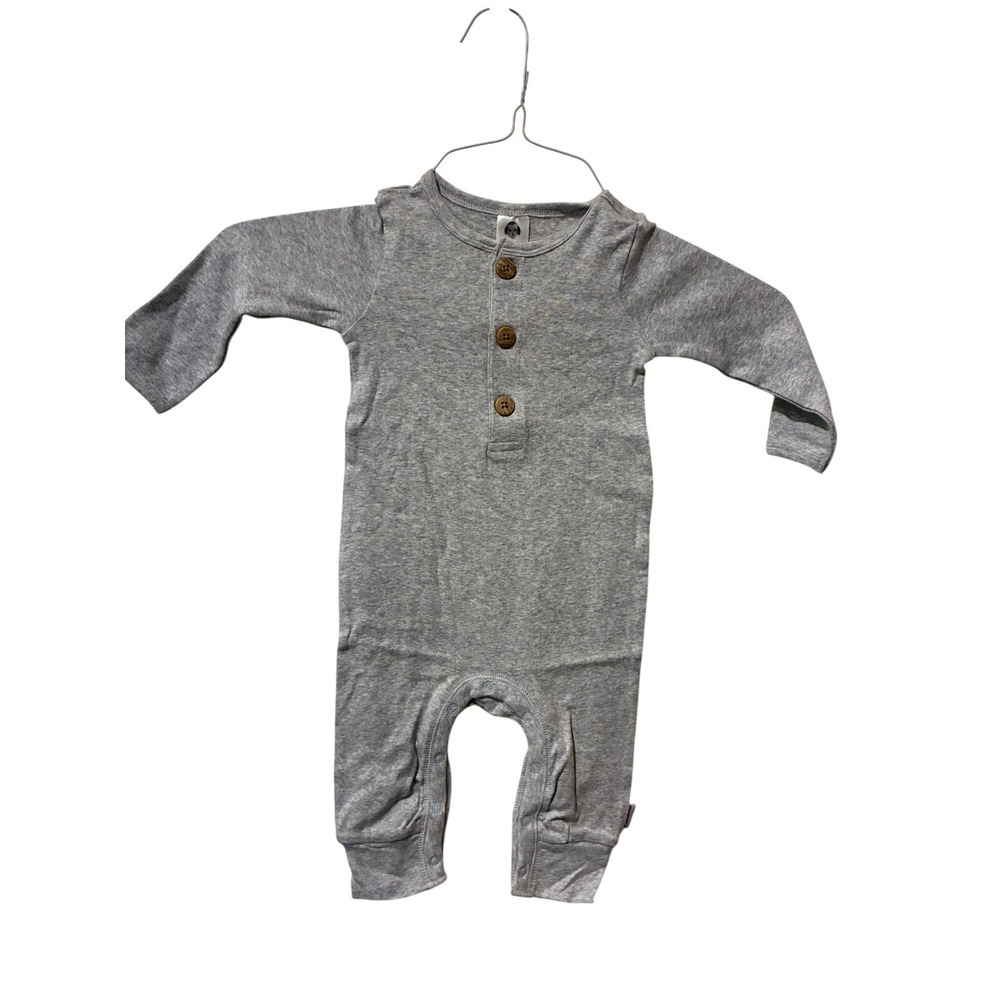 Gerber Baby 6-9 Months Heather Gray Long Sleeve Romper One-Piece Snap Bottom‎